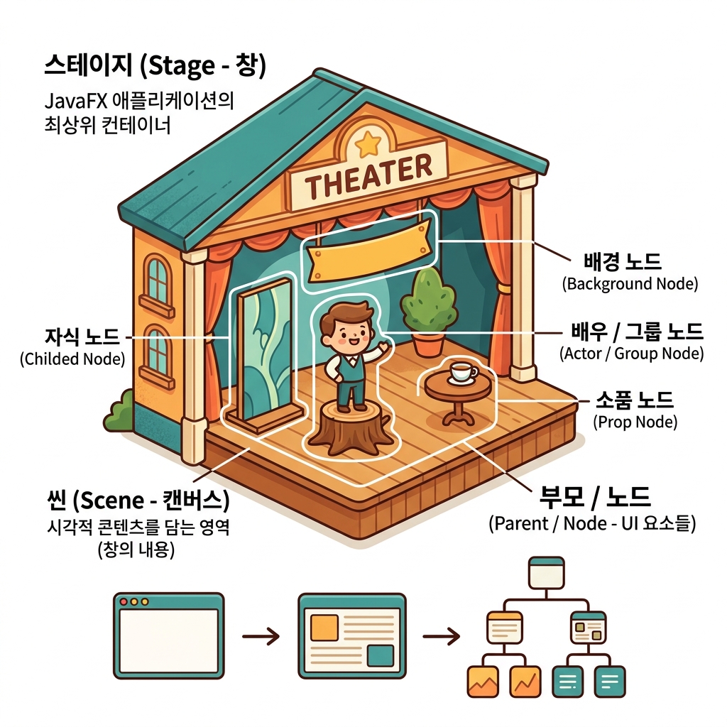 JavaFX Stage Scene Node 계층도