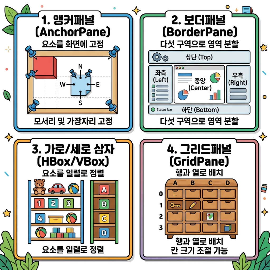 JavaFX 컨테이너 비교